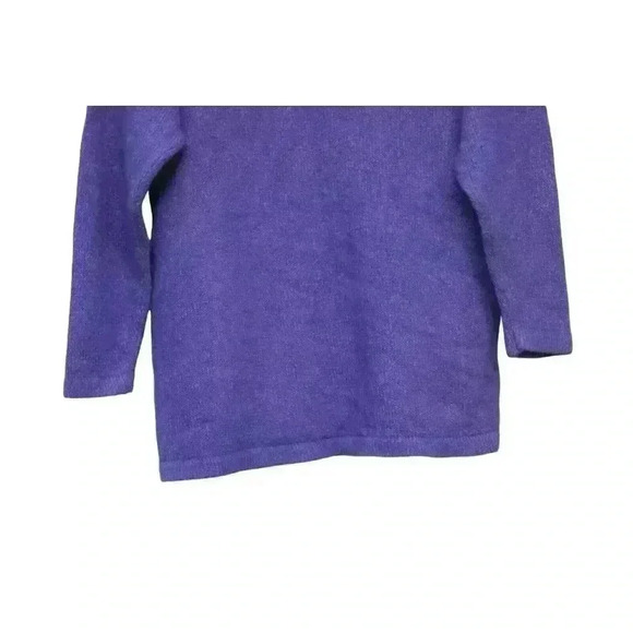 Vintage 90s Sweater Size Large Silk Angora Lambs Wool Purple Knit Cozy Soft - Picture 10 of 10